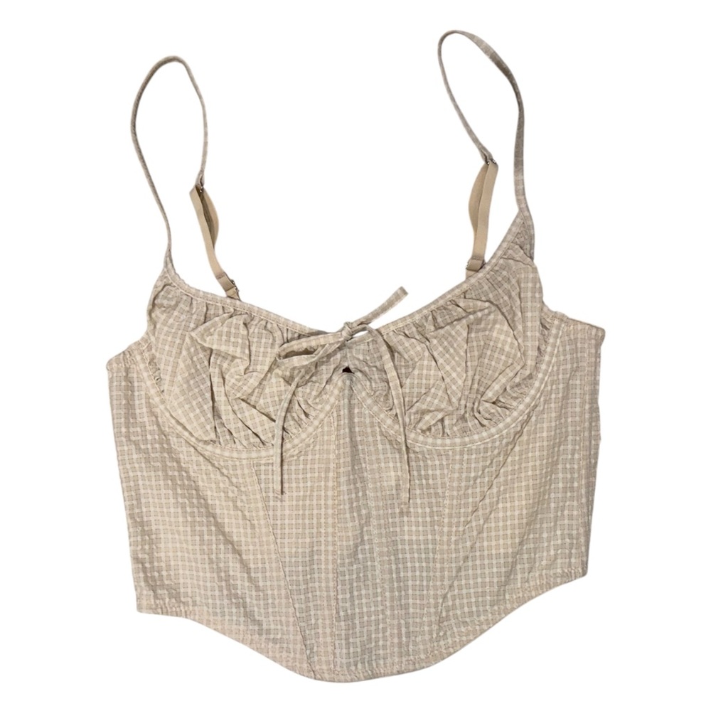Out From Under Beige Gingham Bustier Corset Top